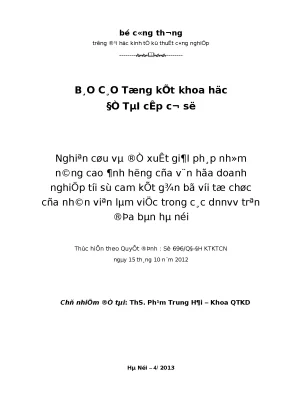 Thực trạng văn hóa doanh nghiệp và sự cam kết gắn bó với tổ chức của nhân viên trong các doanh nghiệp nhỏ và vừa hà nội