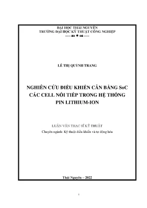 Nghiên cứu điều khiển cân bằng soc các cell nối tiếp trong hệ thống pin lithum ion
