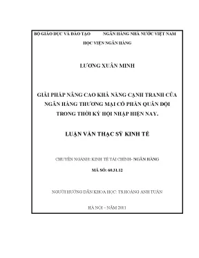 Giải pháp nâng cao khả năng cạnh tranh của ngân hàng thương mại cổ phần quân đội trong thời kỳ hội nhập hiện nay