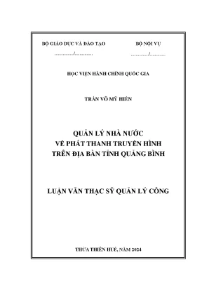 Quản lý nhà nƣớc về phát thanh truyền hình trên địa bàn tỉnh quảng bình