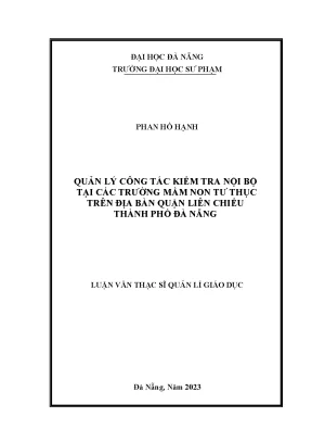 Quản lý công tác kiểm tra nội bộ tại các trường mầm non tư thục trên địa bàn quận liên chiểu thành phố đà nẵng