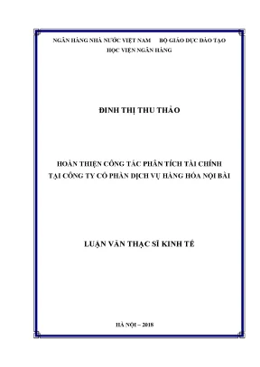 Hoàn thiện công tác phân tích tài chính tại công ty cổ phần dịch vụ hàng hóa nội bài luận văn thạc sỹ kinh tế
