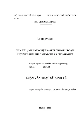 Vấn đề lạm phát ở việt nam trong giai đoạn hiện nay giải pháp kiềm chế và phòng ngừa