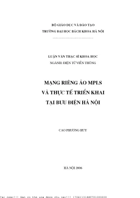 Mạng riêng ảo mpls và thự tế triển khai tại bưu điện hà nội