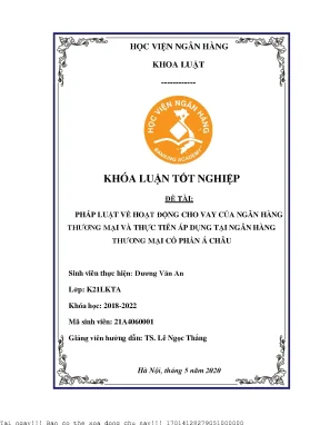 Pháp luật về hoạt động cho vay của ngân hàng thương mại và thực tiễn thi hành tại ngân hàng thương mại cổ phần á châu