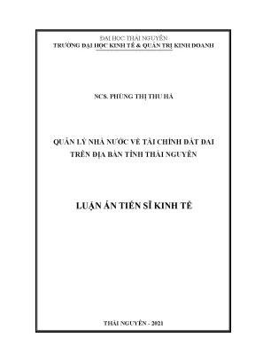 Quản lý nhà nước về tài chính đất đai trên địa bàn tỉnh thái nguyên