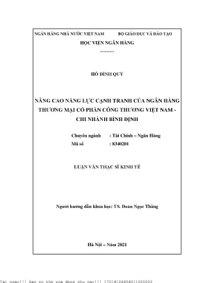 Giải pháp nâng cao năng lực cạnh tranh của ngân hàng thương mại cổ phần công thương việt nam chi nhánh bình định