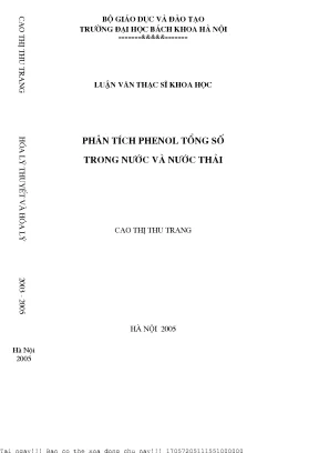 Phân tíh phenol tổng số trong nước và nước thải