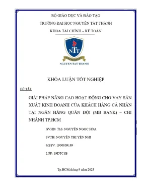 Giải pháp nâng cao hoạt động cho vay sản xuất kinh doanh của khách hàng cá nhân tại ngân hàng quân đội mb bank chi nhánh tp hcm