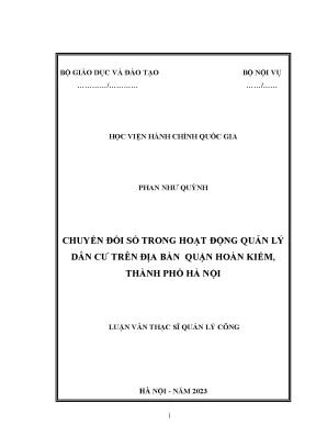 Chuyển đổi số trong hoạt động quản lý dân cư trên địa bàn quận hoàn kiếm thành phố hà nội