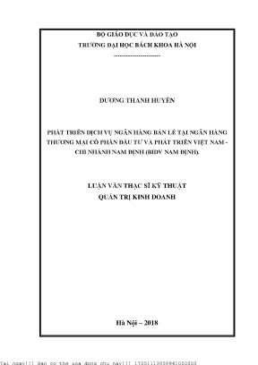 Phát triển dịh vụ ngân hàng bán lẻ tại ngân hàng tmcp đầu tư và phát triển việt nam chi nhánh nam định