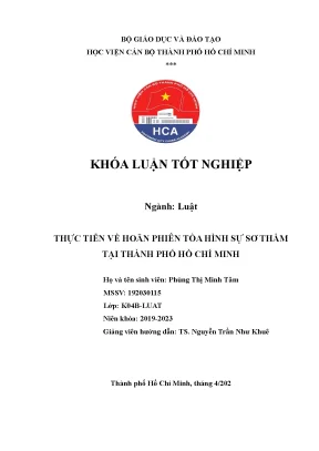 Thực tiễn về hoãn phiên tòa hình sự sơ thẩmtại thành phố hồ chí minh