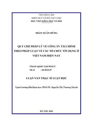 Luận văn thạc sĩ luật học quy chế pháp lý công ty tài chính theo pháp luật về các tổ chức tín dụng việt nam hiện nay
