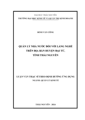 Quản lý nhà nước đối với làng nghề trên địa bàn huyện đại từ tỉnh thái nguyên