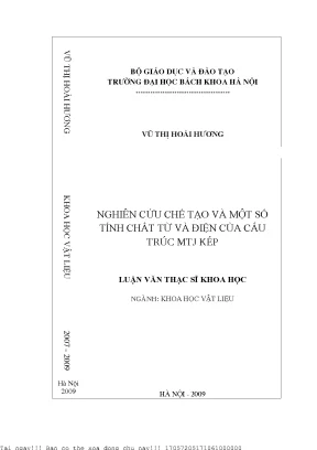 Nghiên ứu chế tạo và một số tính chất từ và điện của cấu trúc mtj kép