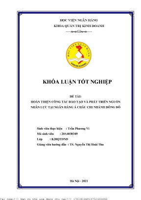 Hoàn thiện công tác đào tạo và phát triển nguồn nhân lực tại ngân hàng thương mại cổ phần á châu acb chi nhánh đông đô