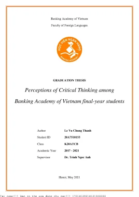 Perceptions of critical thinking among banking academy of vietnam final year students