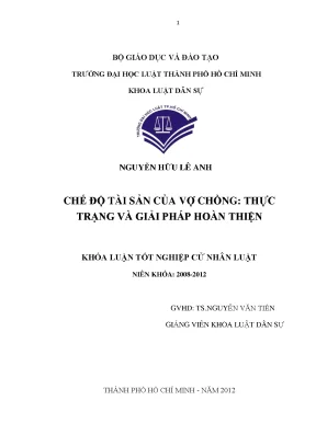 Chế độ tài sản của vợ chồng thực trạng và giải pháp hoàn thiện