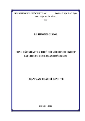 Công tác kiểm tra thuế đối với doanh nghiệp tại chi cục thuế quận hoàng mai