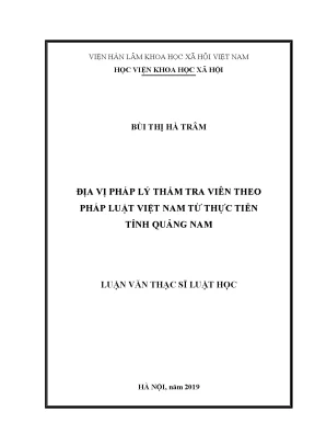 Luận văn thạc sĩ luật học địa vị pháp lý thẩm tra viên theo pháp luật việt nam từ thực tiễn tỉnh quảng nam