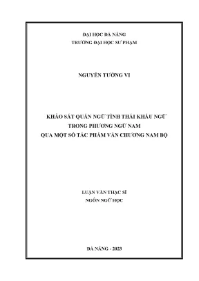 Khảo sát quán ngữ tình thái khẩu ngữ trong phương ngữ nam qua một số tác phẩm văn chương nam bộ