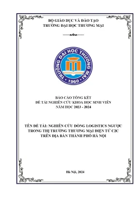 Nghiên cứu dòng logistics ngược trong thị trường thương mại điện tử c2c trên địa bàn thành phố hà nội