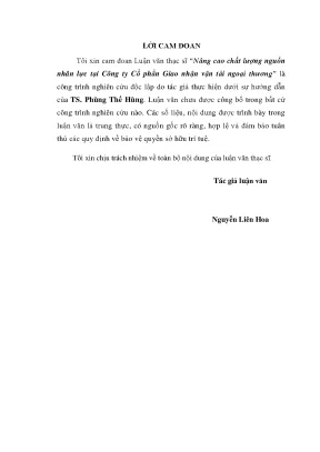 Nâng cao chất lượng nguồn nhân lực tại công ty cổ phần giao nhận vận tải ngoại thương