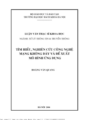 Tìm hiểu nghiên ứu ông nghệ mạng không dây và đề xuất mô hình ứng dụng