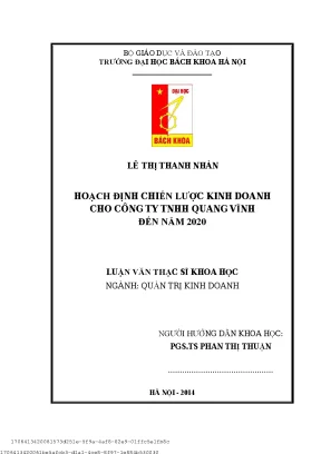 Hoạh định hiến lượ kinh doanh ho công ty tnhh quang vĩnh đến năm 2020