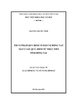 Tội vi phạm quy định về bảo vệ động vật nguy cấp quý hiếm từ thực tiễn tỉnh đồng nai