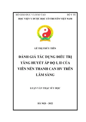 Đánh giá tác dụng điều trị tăng huyết áp độ i ii của viên nén thanh can hv trên lâm sàng