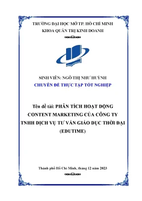 Phân tích hoạt động content marketing của công ty tnhh dịch vụ tư vấn giáo dục thời đại edutime