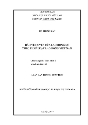 Bảo vệ quyền của lao động nữ theo pháp luật lao động việt nam