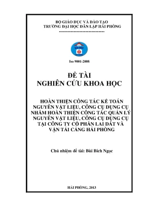 Hoàn thiện công tác kế toán nguyên vật liệu công cụ dụng cụ nhằm hoàn thiện công tác quản lý nguyên vật liệu công cụ dụng cụ tại công ty cổ phần lai dắt và vận tải cảng hải phòng