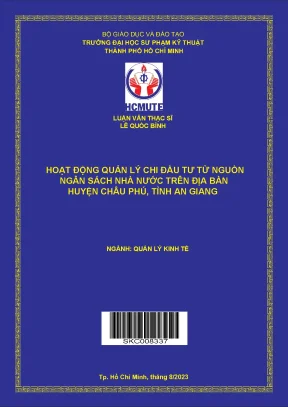 Hoạt động quản lý chi đầu tư từ nguồn ngân sách nhà nước trên địa bàn huyện châu phú tỉnh an giang