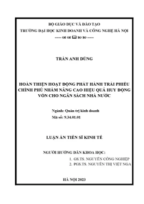Hoàn thiện hoạt động phát hành trái phiếu chính phủ nhằm nâng cao hiệu quả huy động vốn cho ngân sách nhà nước