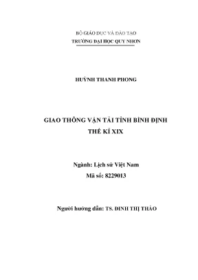 Giao thông vận tải tỉnh bình định thế kỉ xix