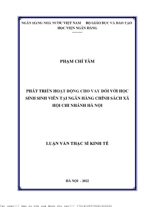 Phát triển hoạt động cho vay đối với học sinh sinh viên tại ngân hàng chính sách xã hội chi nhánh hà nội