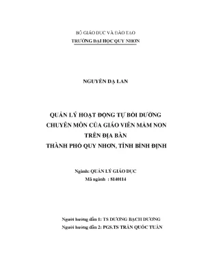 Quản lý hoạt động tự bồi dưỡng chuyên môn của giáo viên mầm non tại thành phố quy nhơn tỉnh bình định