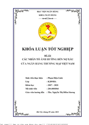 Các nhân tố ảnh hưởng đến nợ xấu của ngân hàng thương mại việt nam