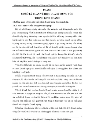 Nâng cao hiệu quả sử dụng vốn tại công ty cổ phần công trình giao thông hải phòng