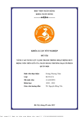 Nâng cao năng lực cạnh tranh trong hoạt động huy động vốn tiền gửi của ngân hàng thương mại cổ phần quân đội