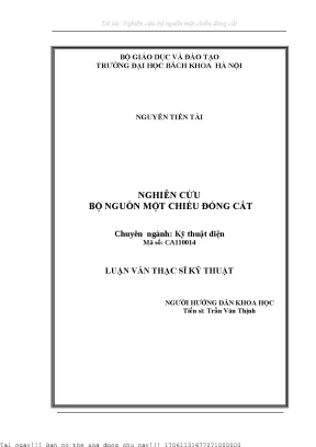 Nghiên ứu bộ nguồn một hiều đóng ắt