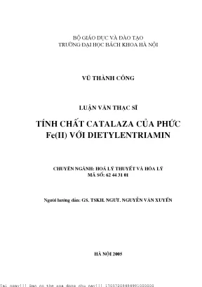 Tính hất catalaza ủa phứ feii với dietylentriamin