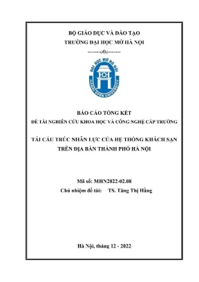 Đề tài nghiên cứu khoa học cấp trường tái cấu trúc nhân lực của hệ thống khách sạn trên địa bản thành phố hà nội