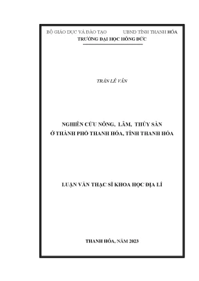 Nghiên cứu nông lâm thủy sản ở thành phố thanh hóa tỉnh thanh hóa