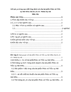 Nâng cao chất lượng dịch vụ tại bộ phận phục vụ tiệc và hội thảo của khách sạn melia hà nội