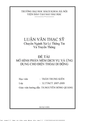 Mô hình phần mềm dịh vụ và ứng dụng cho điện thoại di động
