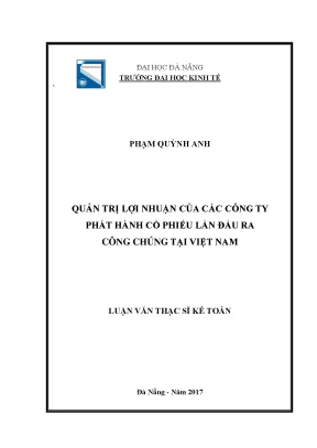 Quản trị lợi nhuận của các công ty phát hành cổ phiếu lần đầu ra công chúng tại việt nam