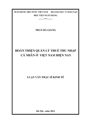 Hoàn thiện quản lí thuế thu nhập cá nhân ở việt nam hiện nay